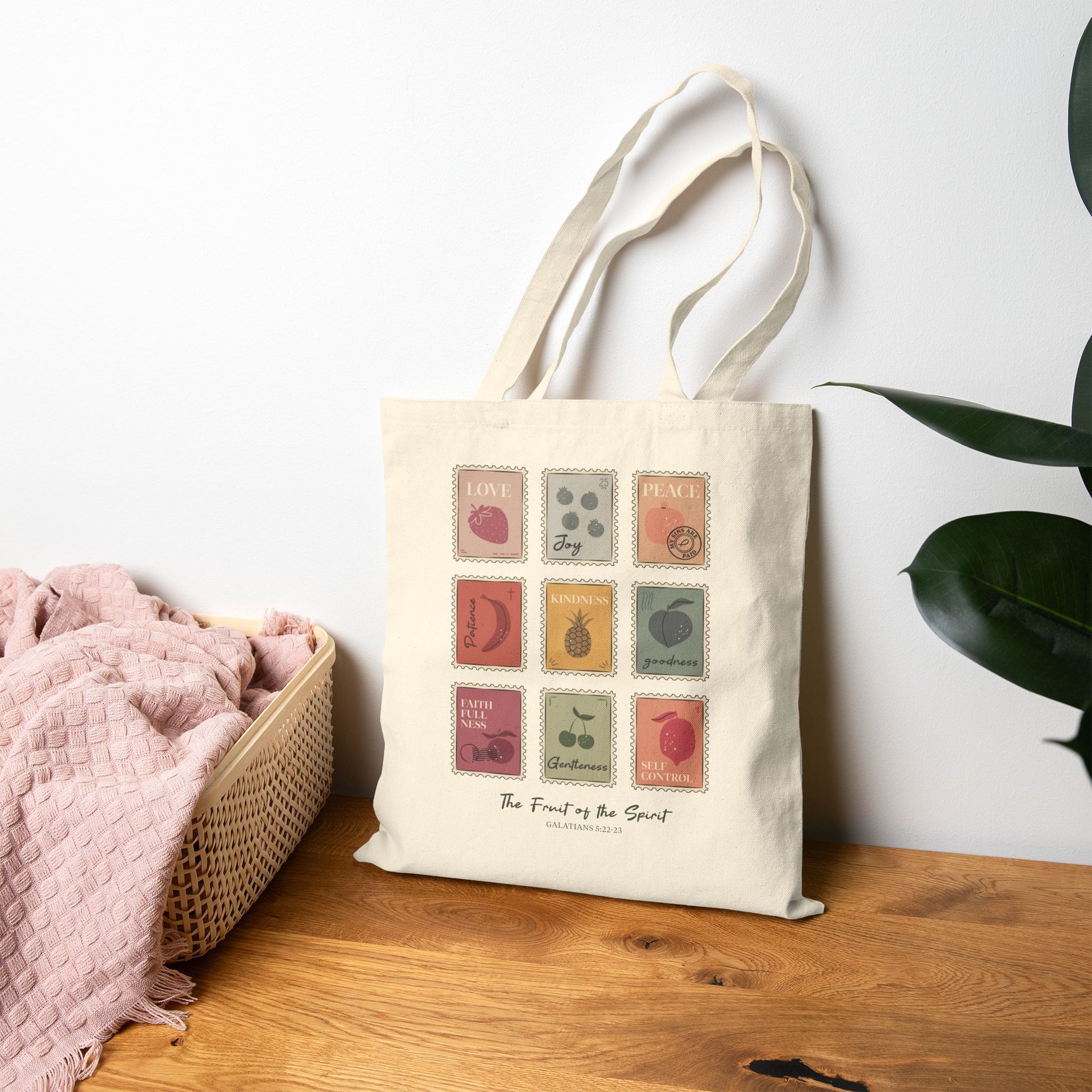 Fruit of the Spirit Illustration Canvas Tote Bag